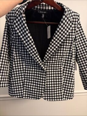Ellen Tracy Black & White Gingham Blazer M
